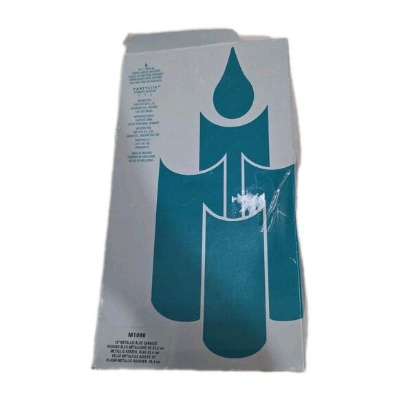 PartyLite 10" Metallic Blue Taper Candles Set of 6 Dinner Candl M1086 Unscented - Picture 2 of 7